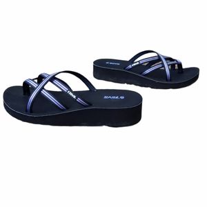 Teva Wedge Sandal Thin Strap Black & Purple